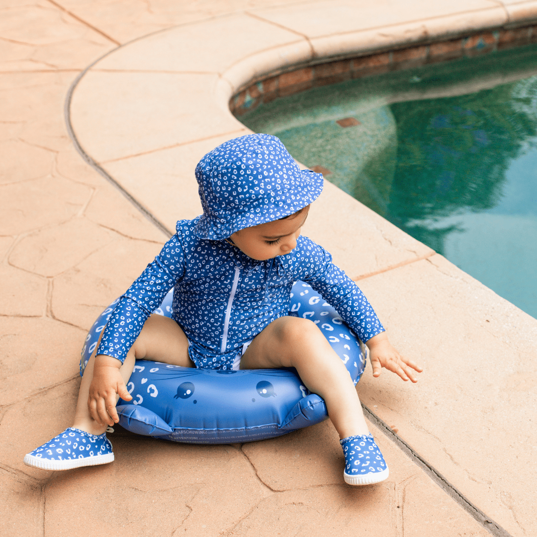 Léopard | Bande de natation animale bleue Ø 55 cm