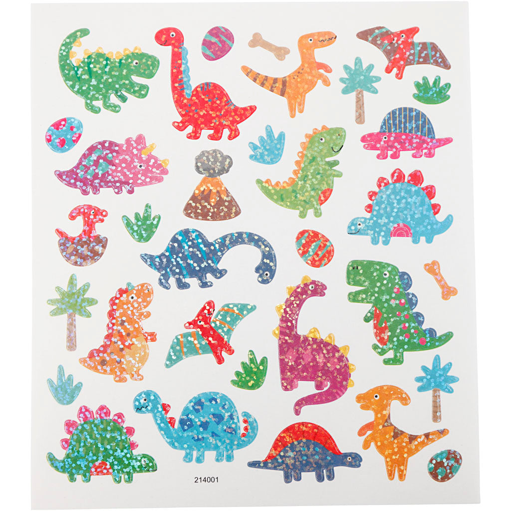 Autocollants Creativ company, dinosaures, feuille 15x16,5 cm, 1 feuille