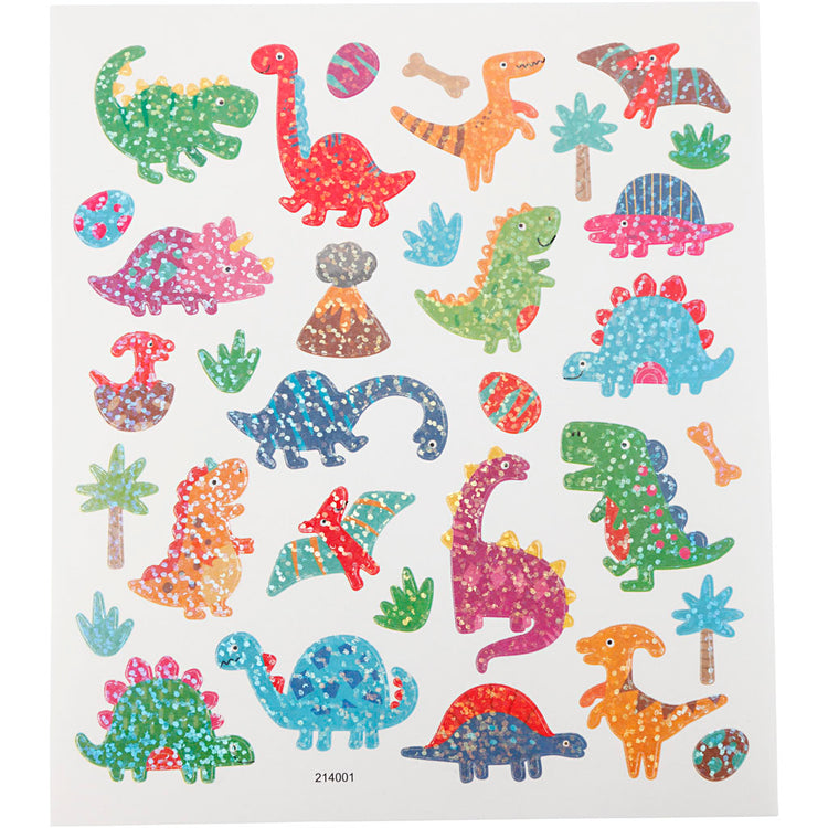 Autocollants Creativ company, dinosaures, feuille 15x16,5 cm, 1 feuille