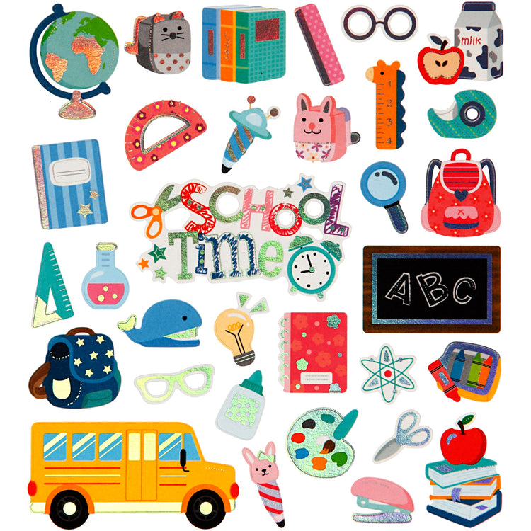 Autocollants Creativ Company, rentrée scolaire, feuille 15x16,5 cm, env. 32 pièces, 1 feuille