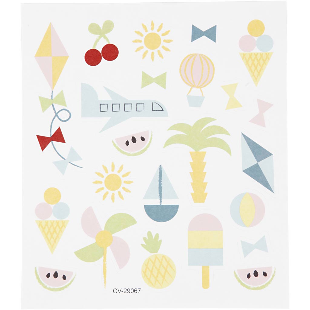 Autocollants Creativ Company, vacances d'été, feuille 15x16,5 cm, env. 25 pièces, 1 feuille