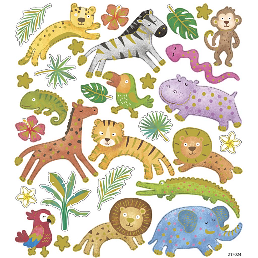 Autocollants Creativ company, animaux sauvages, feuille 15x16,5 cm, 1 feuille
