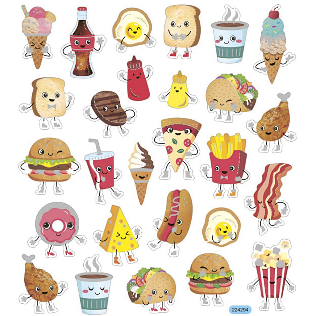 Creativ Company Stickers Fast Food, 1 feuille