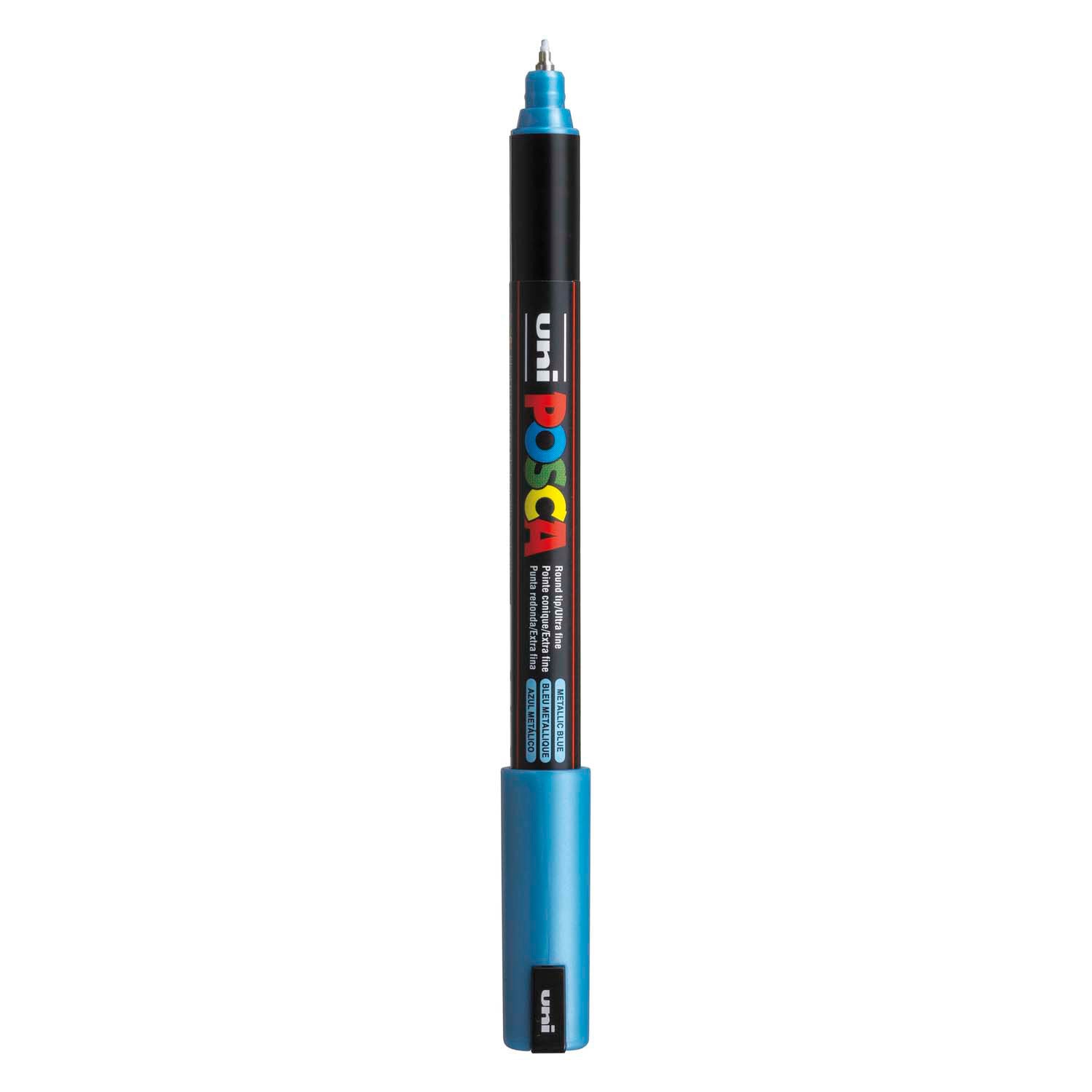 Marker Posca Uni-Posca, AFM PC-1MR, épaisseur de ligne 0,7 mm, extra-fin, bleu métallique, 1 pièce