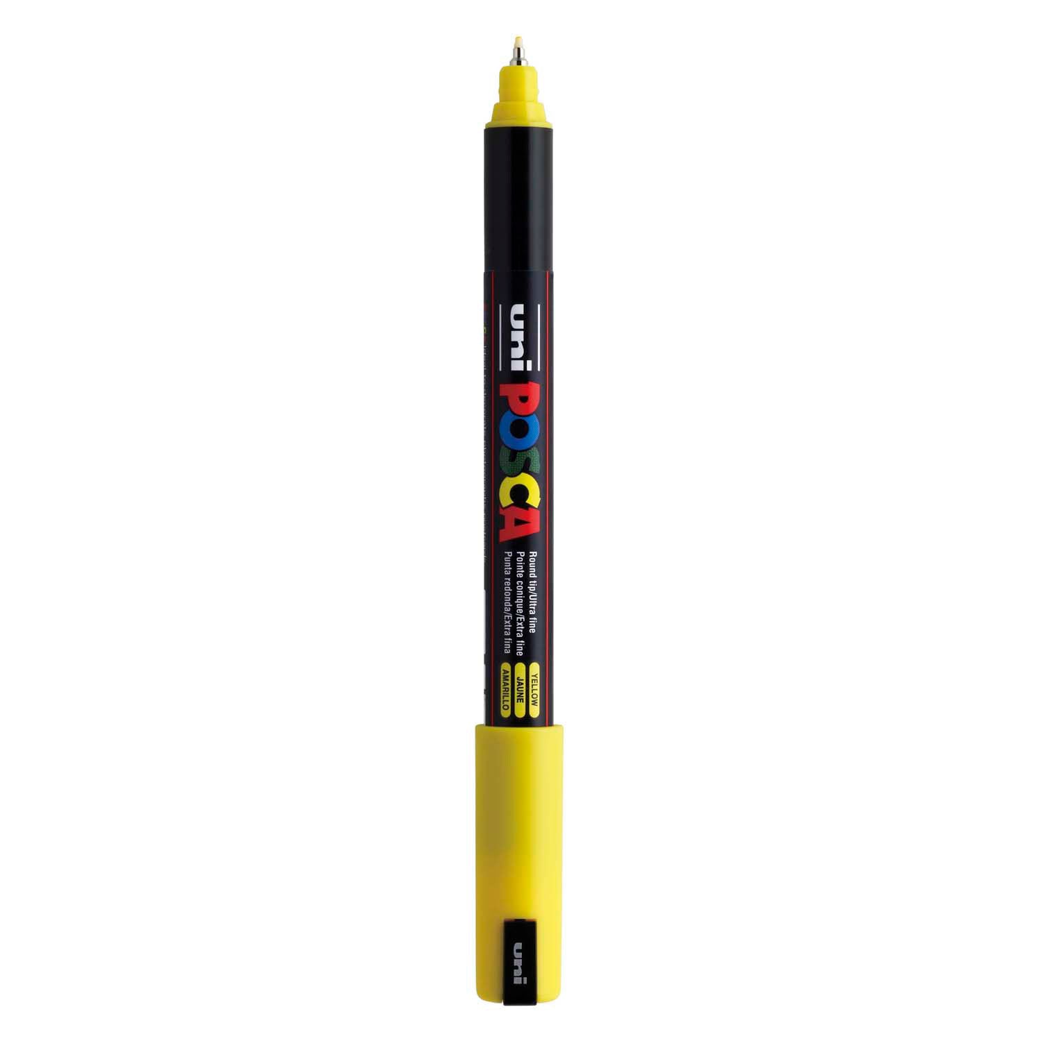 Marqueur Posca Uni-Posca, AFM PC-1MR, épaisseur de ligne 0,7 mm, extra-fin, jaune, 1 pièce