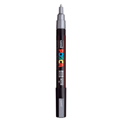 Marker Posca Uni-Posca, AFM PC-3M, épaisseur de ligne 0,9-1,3 mm, fin, argent, 1 pièce