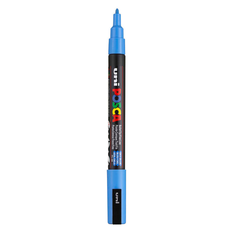 Marker Posca Uni-Posca, AFM PC-3M, épaisseur de ligne 0,9-1,3 mm, fin, bleu ciel, 1 pièce