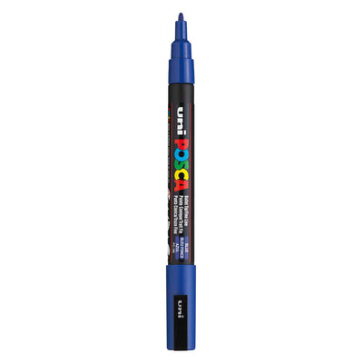 Marker Posca Uni-Posca, AFM PC-3M, épaisseur de ligne 0,9-1,3 mm, fin, bleu, 1 pièce