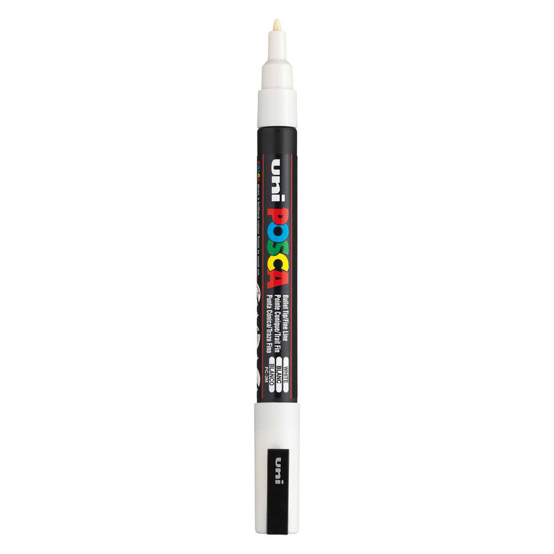 Marqueur Posca Uni-Posca, AFM PC-3M, épaisseur de ligne 0,9-1,3 mm, fin, blanc, 1 pièce