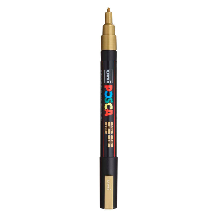 Marker Posca Uni-Posca, AFM PC-3M, épaisseur de ligne 0,9-1,3 mm, fin, or, 1 pièce