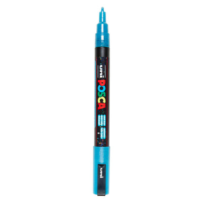 Uni posca pc3m marqueur peinture pailleté bleu clair - pointe ronde jusqu'à 1,3 mm