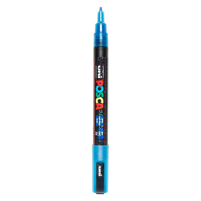 Uni posca pc3m marqueur peinture pailleté bleu foncé - pointe ronde jusqu'à 1,3 mm