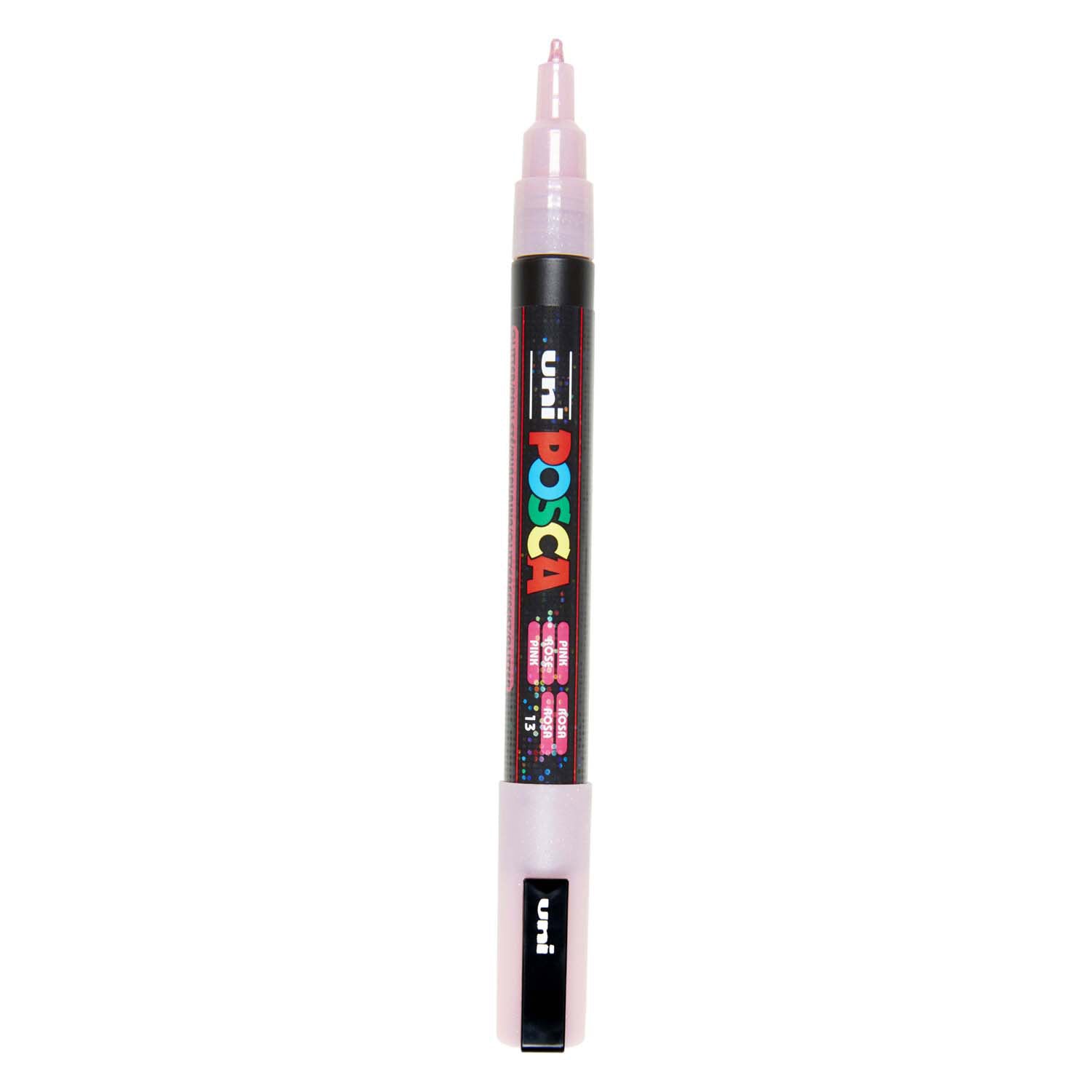 Uni posca pc3m marqueur peinture rose pailleté - pointe ronde jusqu'à 1,3 mm