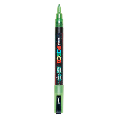 Uni posca pc3m marqueur peinture pailleté vert clair - pointe ronde jusqu'à 1,3 mm
