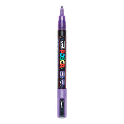 Uni posca pc3m marqueur peinture violet pailleté - pointe ronde jusqu'à 1,3 mm