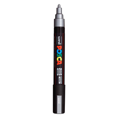 Marqueur Posca Uni-Posca, AFM PC-5M, épaisseur de ligne 2,5 mm, moyen, argent, 1 pièce