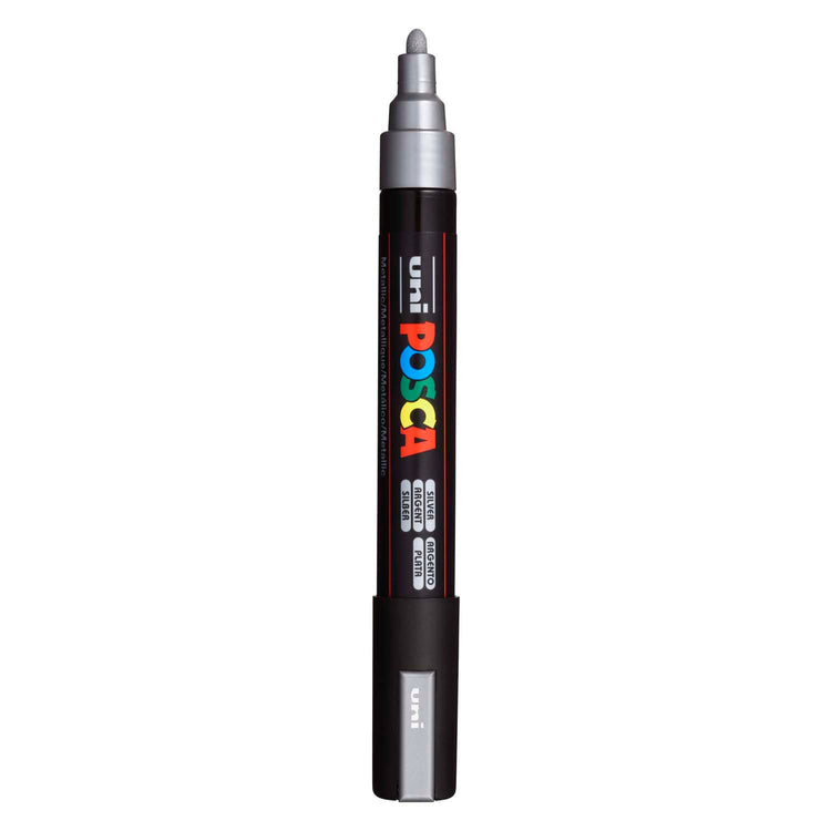 Marqueur Posca Uni-Posca, AFM PC-5M, épaisseur de ligne 2,5 mm, moyen, argent, 1 pièce