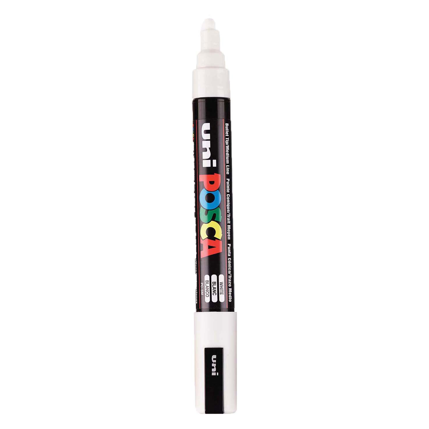 Marqueur Posca Uni-Posca, AFM PC-5M, épaisseur de ligne 2,5 mm, moyen, blanc, 1 pièce