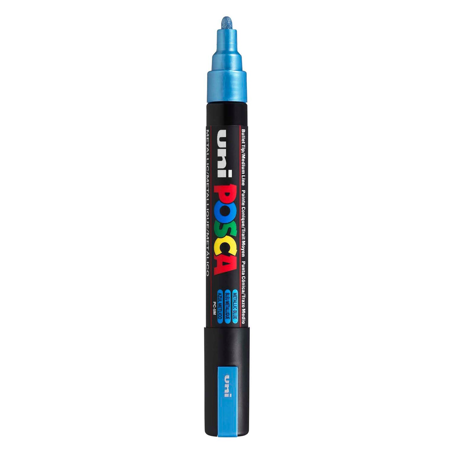 Marqueur Posca Uni-Posca, AFM PC-5M, épaisseur de ligne 2,5 mm, moyen, bleu métallique, 1 pièce