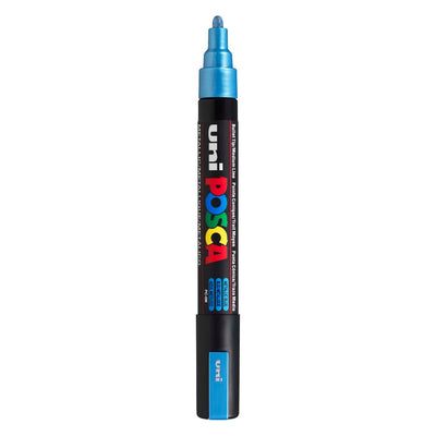 Marqueur Posca Uni-Posca, AFM PC-5M, épaisseur de ligne 2,5 mm, moyen, bleu métallique, 1 pièce