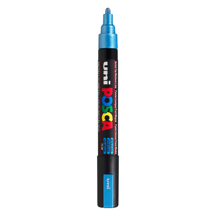 Marqueur Posca Uni-Posca, AFM PC-5M, épaisseur de ligne 2,5 mm, moyen, bleu métallique, 1 pièce