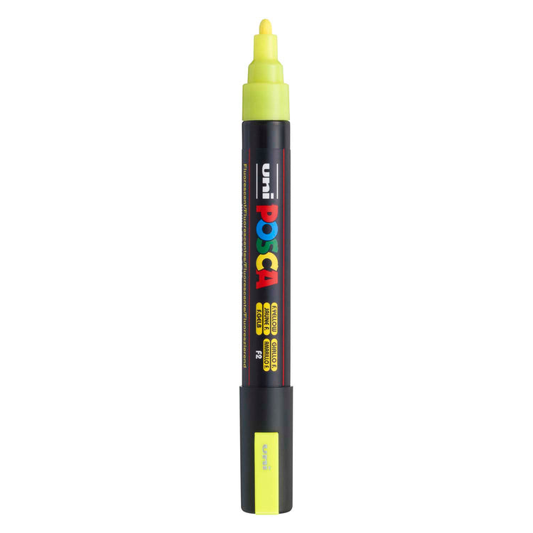 Marqueur peinture Uni posca pc5m jaune fluo - pointe conique 2,5 mm