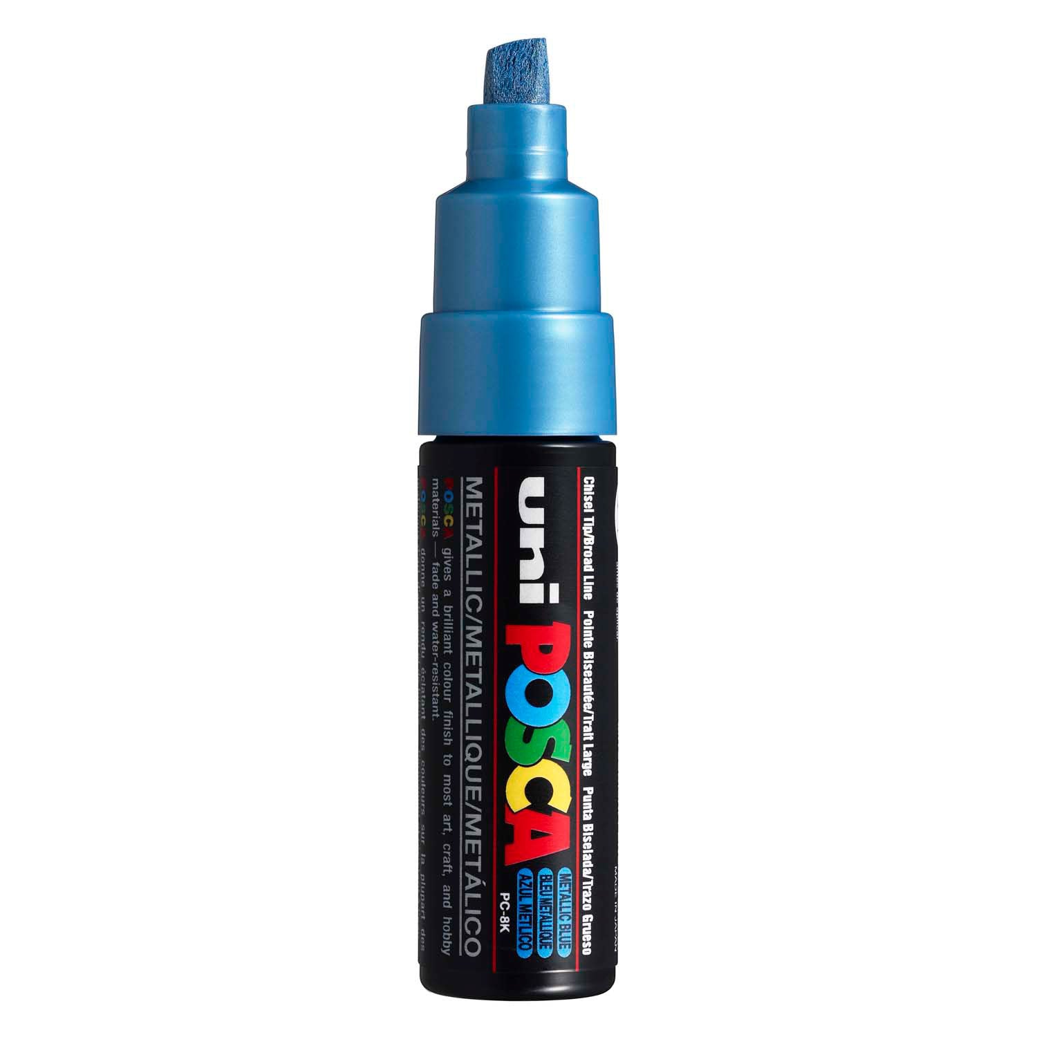 Marker Posca Uni-Posca, AFM PC-8K, épaisseur de ligne 8 mm, large, bleu métallique, 1 pièce