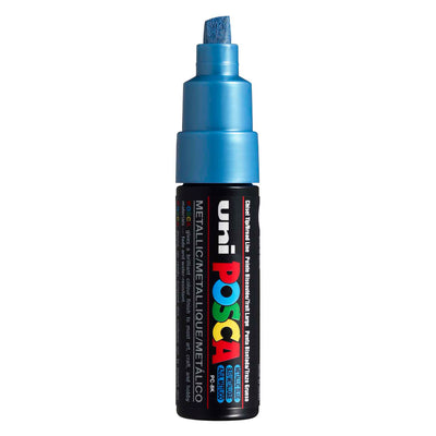 Marker Posca Uni-Posca, AFM PC-8K, épaisseur de ligne 8 mm, large, bleu métallique, 1 pièce