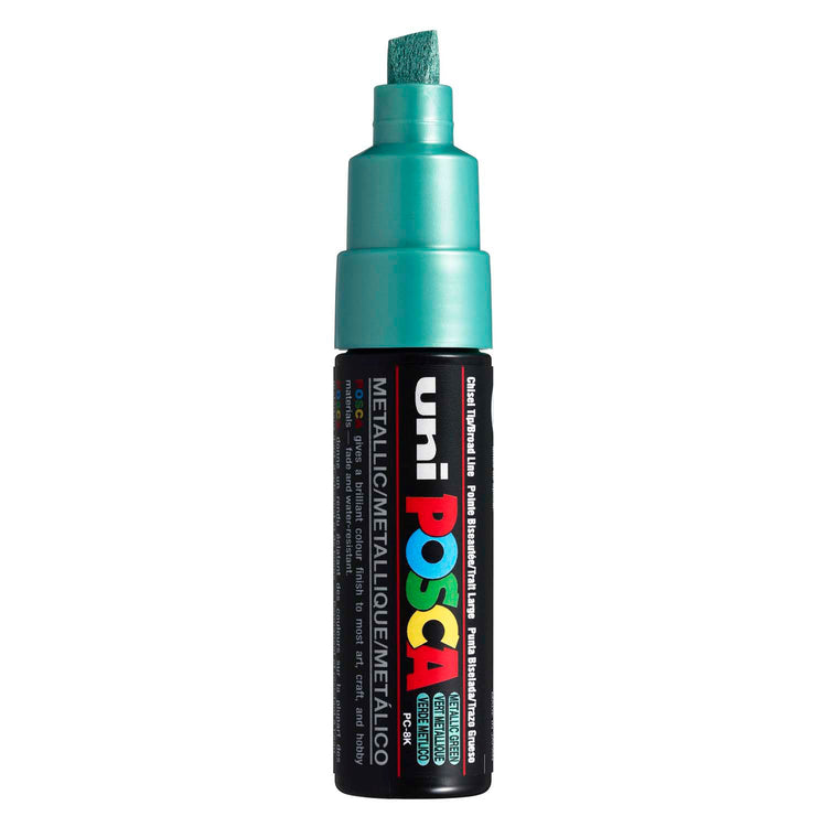 Marker Posca Uni-Posca, AFM PC-8K, épaisseur de ligne 8 mm, large, métallique verte, 1 pièce