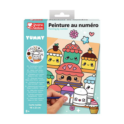 Graine creative graine painting by number set kawaii cakes - incl. peinture acrylique et pinceau