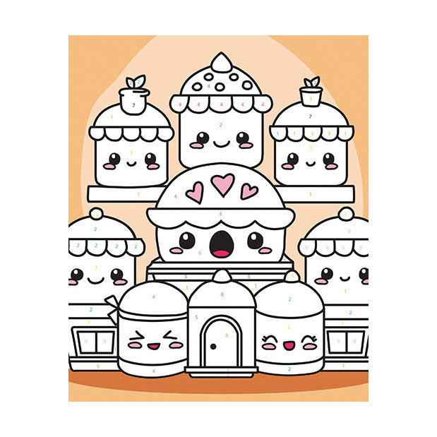 Graine creative graine painting by number set kawaii cakes - incl. peinture acrylique et pinceau