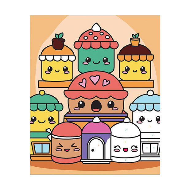Graine creative graine painting by number set kawaii cakes - incl. peinture acrylique et pinceau