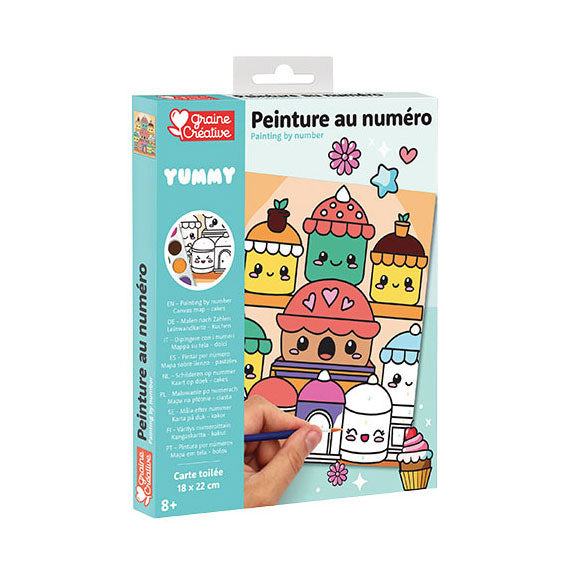 Graine creative graine painting by number set kawaii cakes - incl. peinture acrylique et pinceau