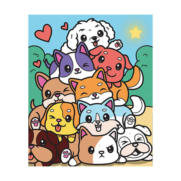 Graine peinture créative graine par numéro set chiens - incl. peinture acrylique et pinceau