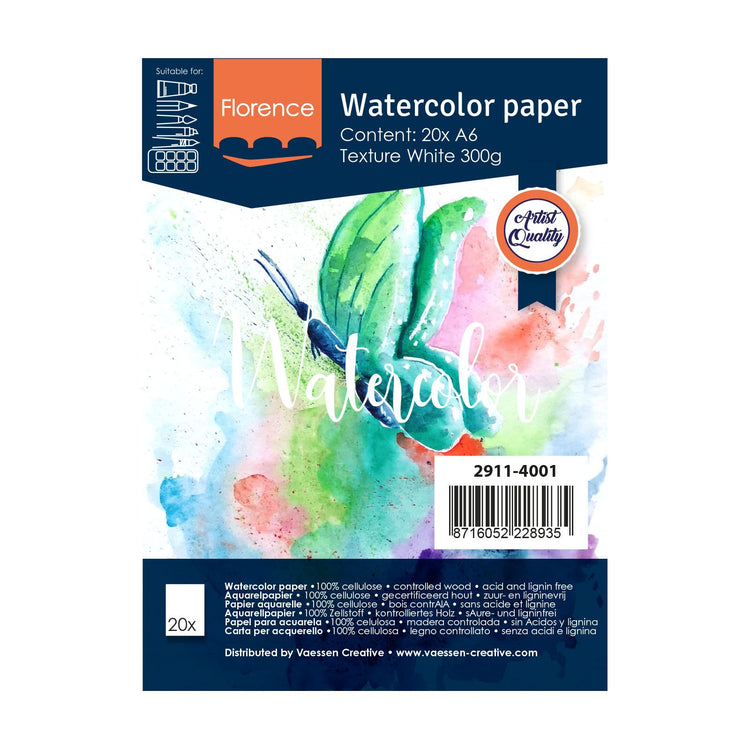 Florence • papier aquarelle 300g texture a6 blanc 20x