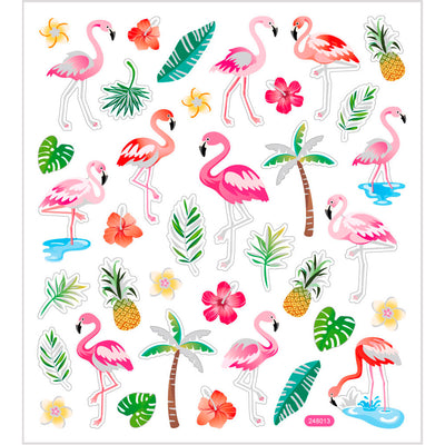 Autocollants Creativ company, flamant rose, feuille 15x16,5 cm, env. 37 pièces, 1 feuille
