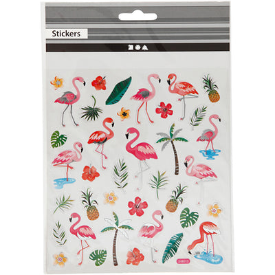 Autocollants Creativ company, flamant rose, feuille 15x16,5 cm, env. 37 pièces, 1 feuille