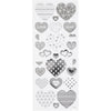 Autocollants Creativ company, coeurs, feuille 10x24 cm, env. 25 pièces, argent, 1 feuille