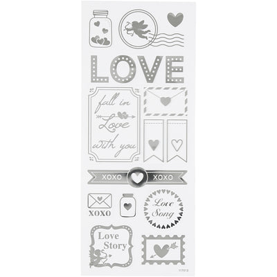 Creativ Company Stickers Silver Love, 1 feuille