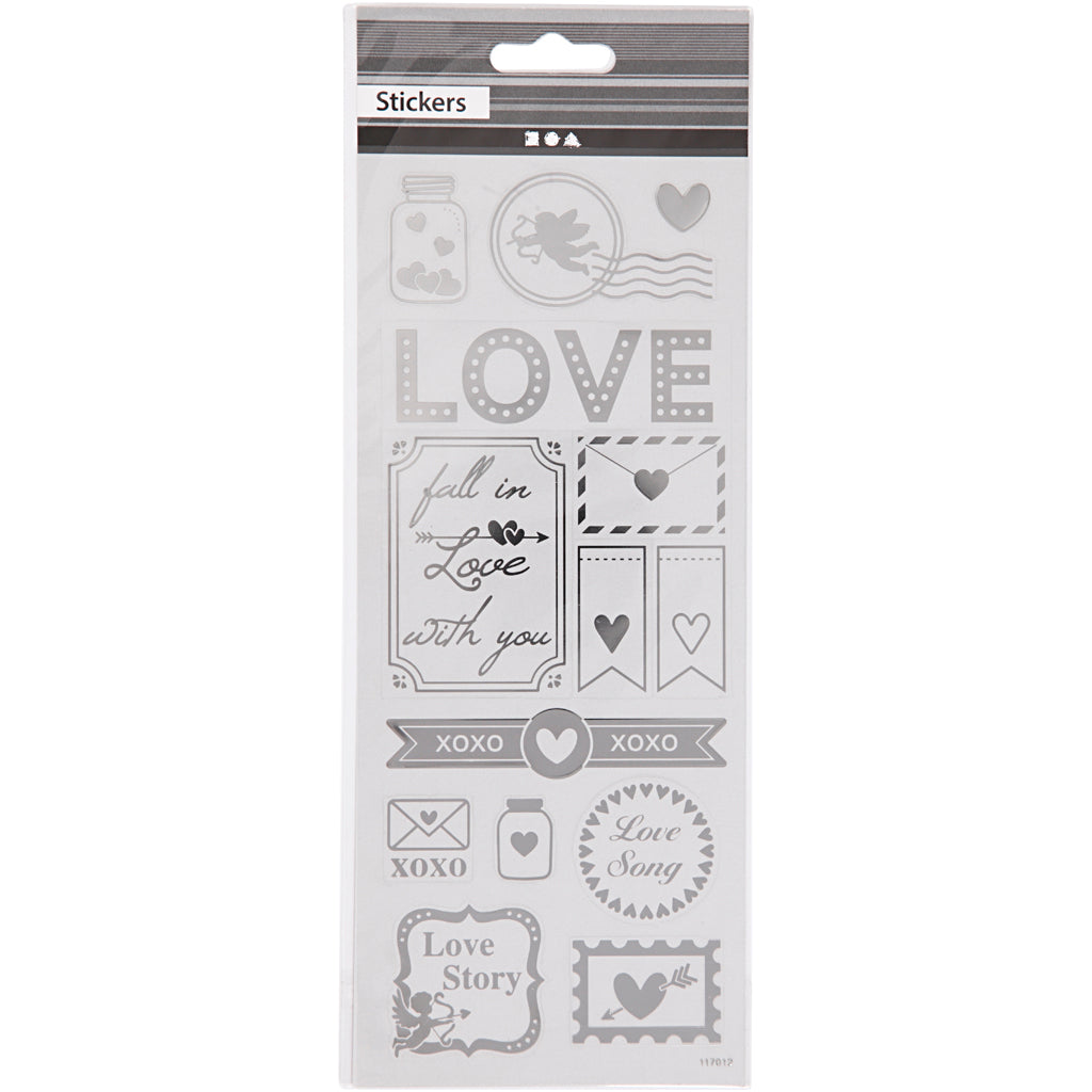 Creativ Company Stickers Silver Love, 1 feuille
