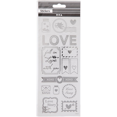 Creativ Company Stickers Silver Love, 1 feuille