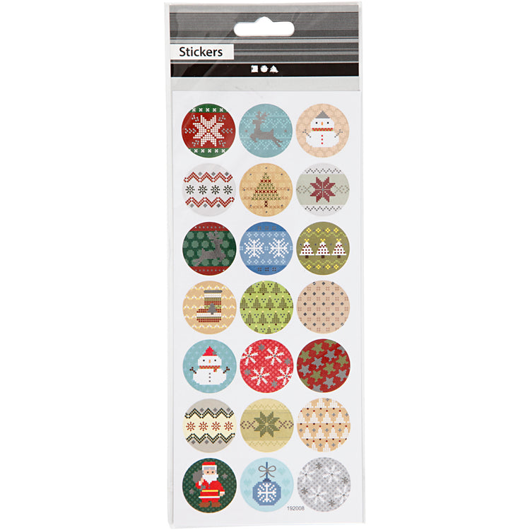 Autocollants Creativ company, broderie de Noël, feuille 10x23 cm, env. 21 pièces, 1 feuille