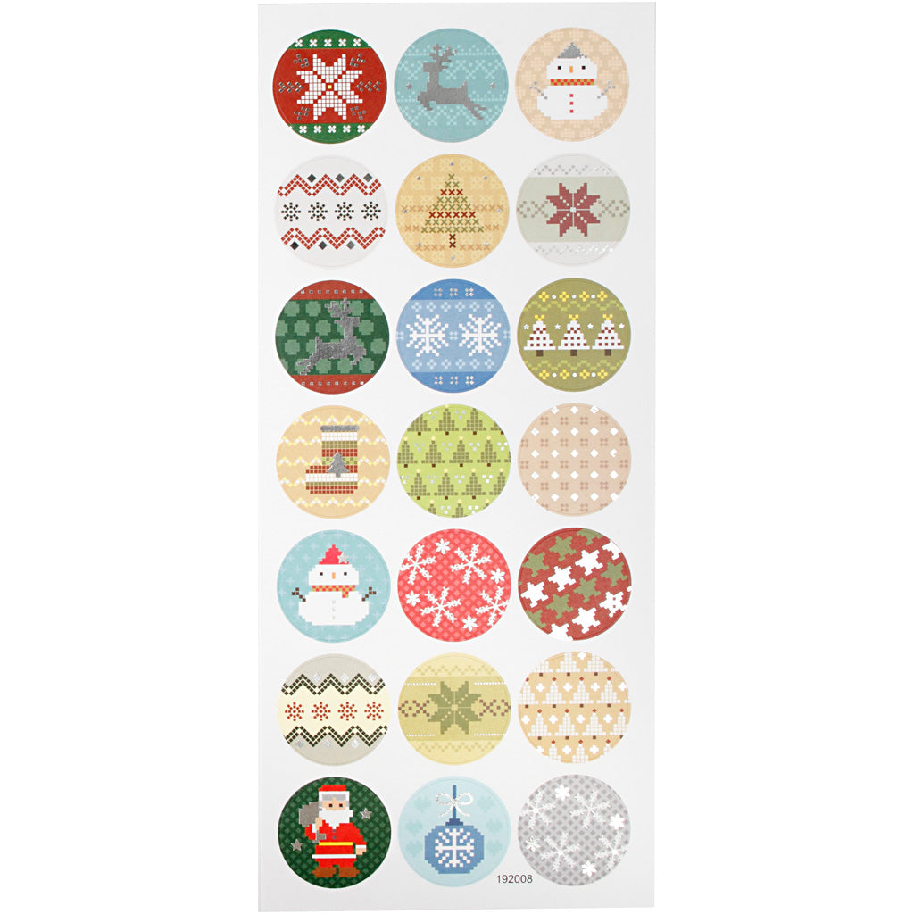 Autocollants Creativ company, broderie de Noël, feuille 10x23 cm, env. 21 pièces, 1 feuille