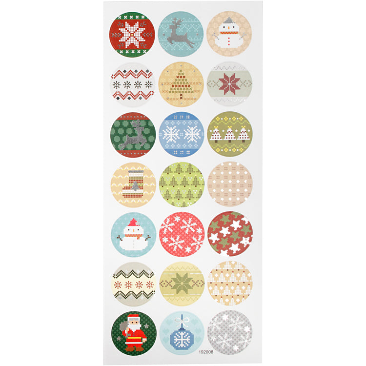 Autocollants Creativ company, broderie de Noël, feuille 10x23 cm, env. 21 pièces, 1 feuille