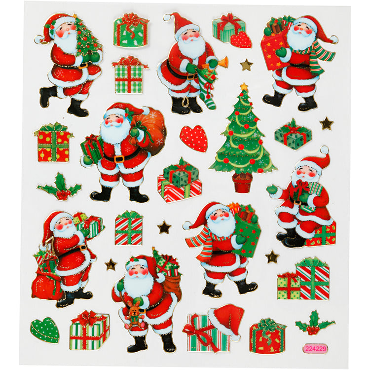 Autocollants Creativ Company, figurines de Noël classiques, feuille 15x16,5 cm, env. 29 pièces, 1 feuille