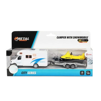 TOI-TOYS METAL TRACK Back Camper avec remorque et motoneige