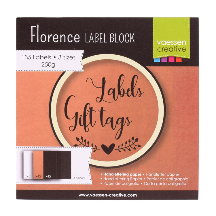Florence • bloc d'étiquettes 216g kraft blanc noir 135x