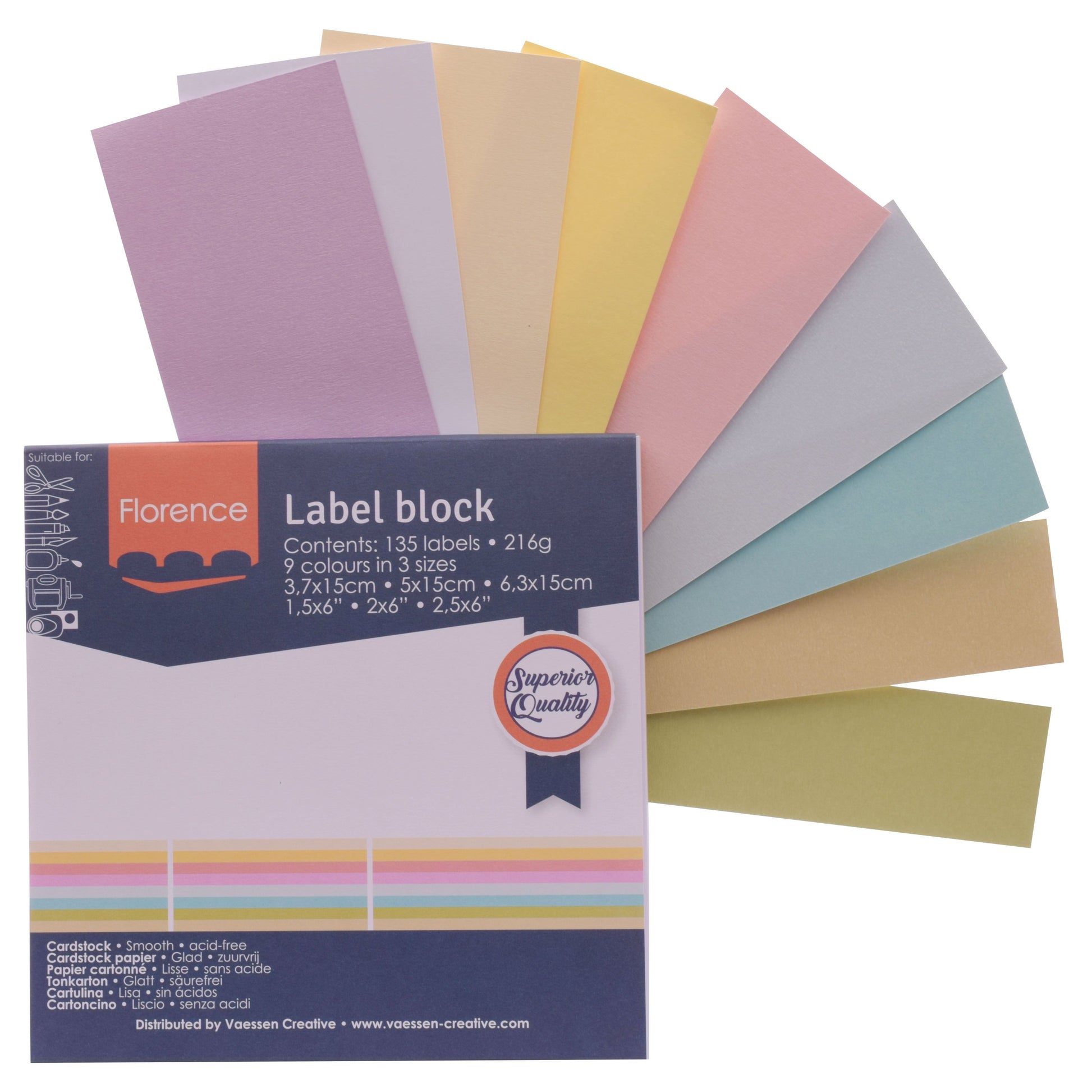 Florence • bloc d'étiquettes 216g pastels 135x