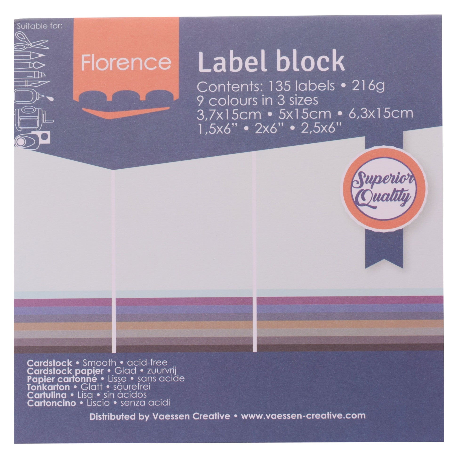 Florence • bloc d'étiquettes 216g neutres 135x