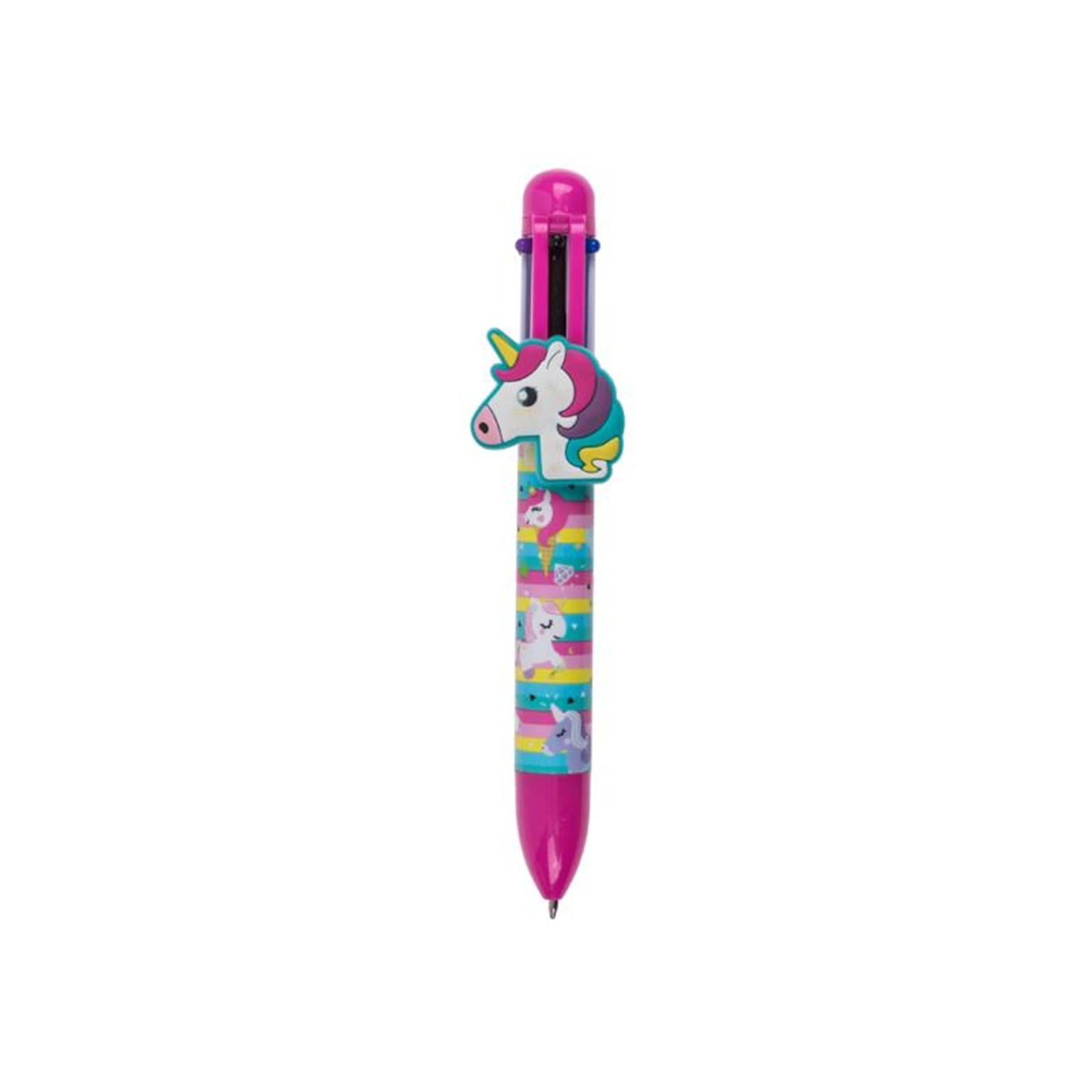 Stylo à bille 6 couleurs Licorne bleue env. 14 cm